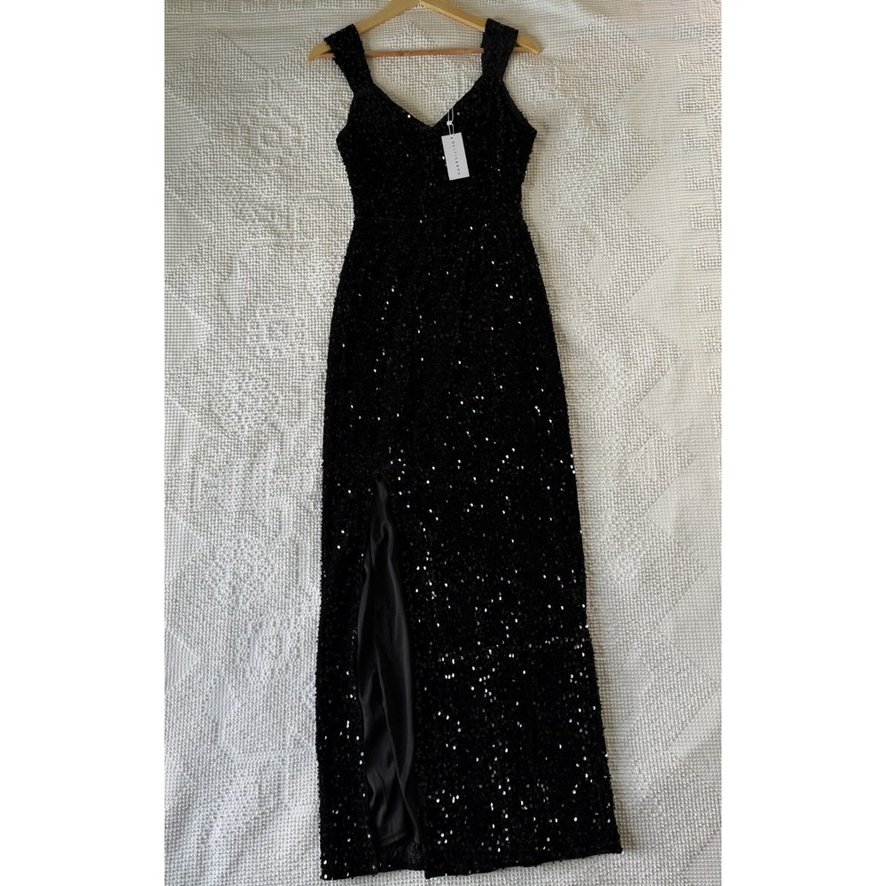 Baltic Born Dress Monroe Sequen Maxi Gown Black Womens Size Medium - Picture 3 of 15